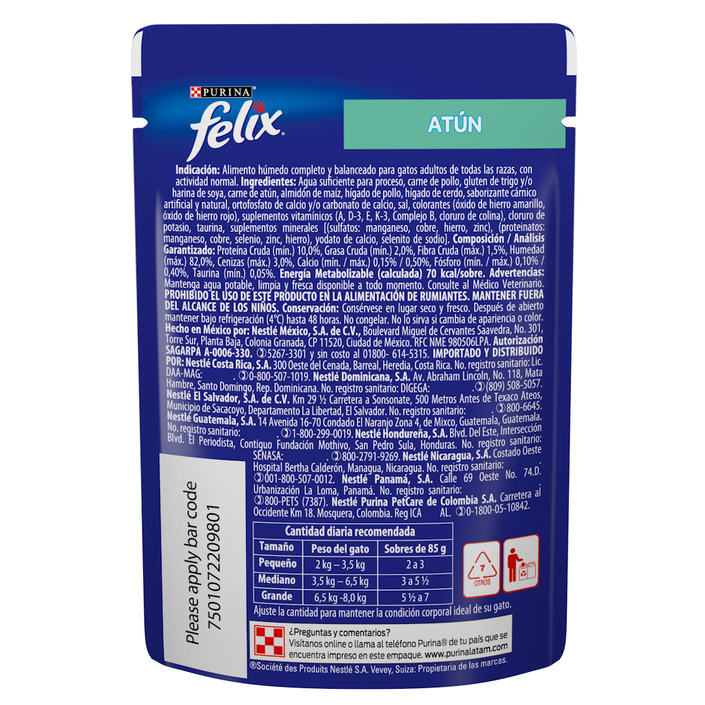 Purina Felix Pouch Gatos Atún en salsa 85gr