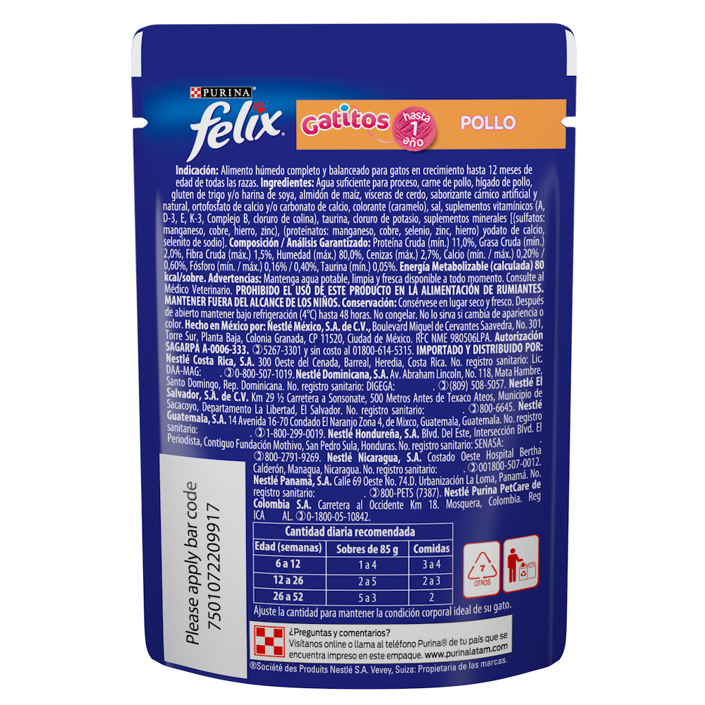 Purina Felix Pouch Gatitos Pollo 85gr